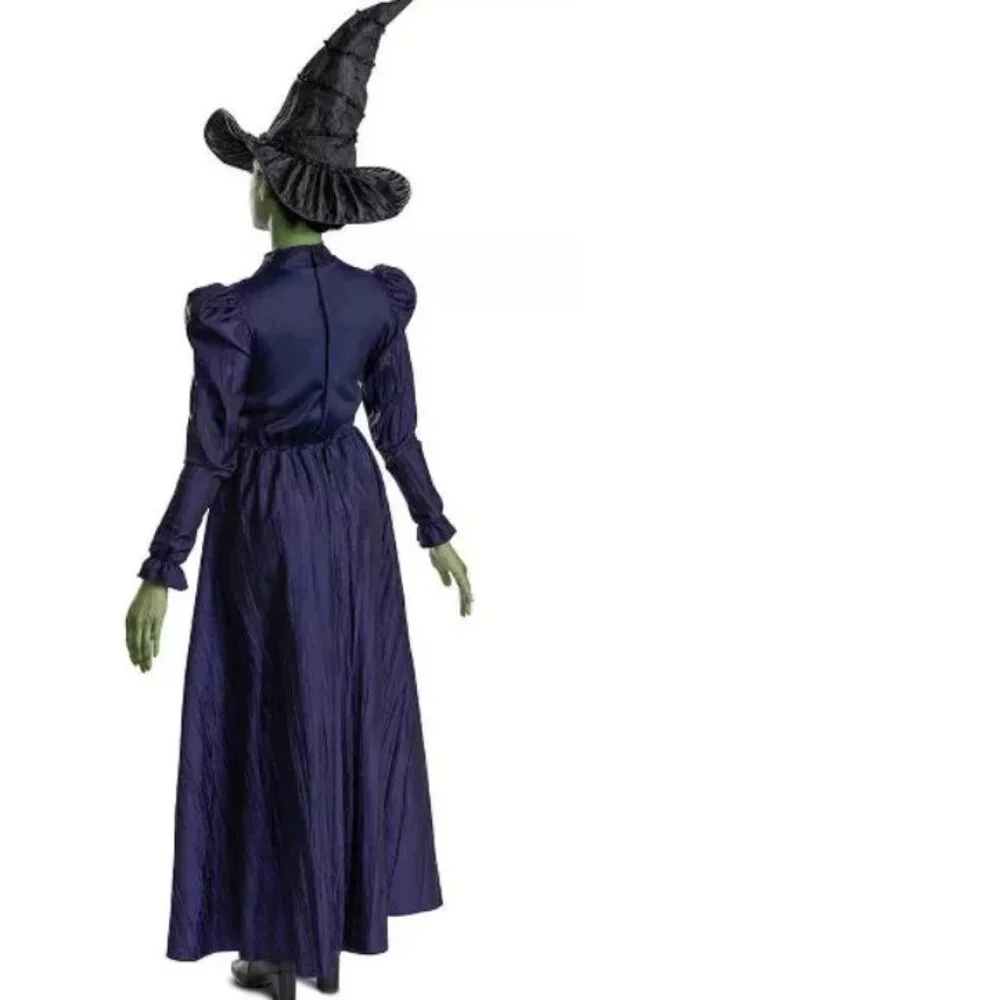 Wicked Witch Elphaba Halloween Costume 4/6 Purple Dress, Cape, Hat 3 Pc Girls